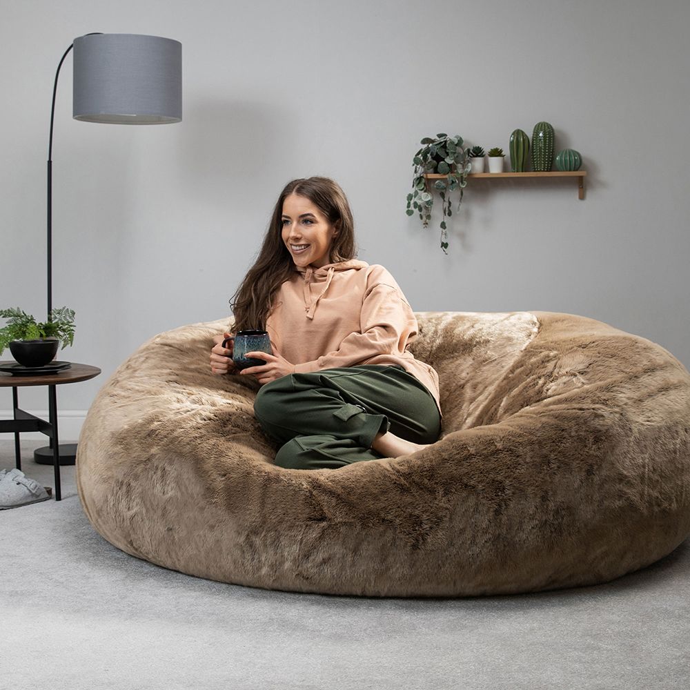 icon® Ottawa Cloud Two-seater Faux Fur Bean Bag, Mink