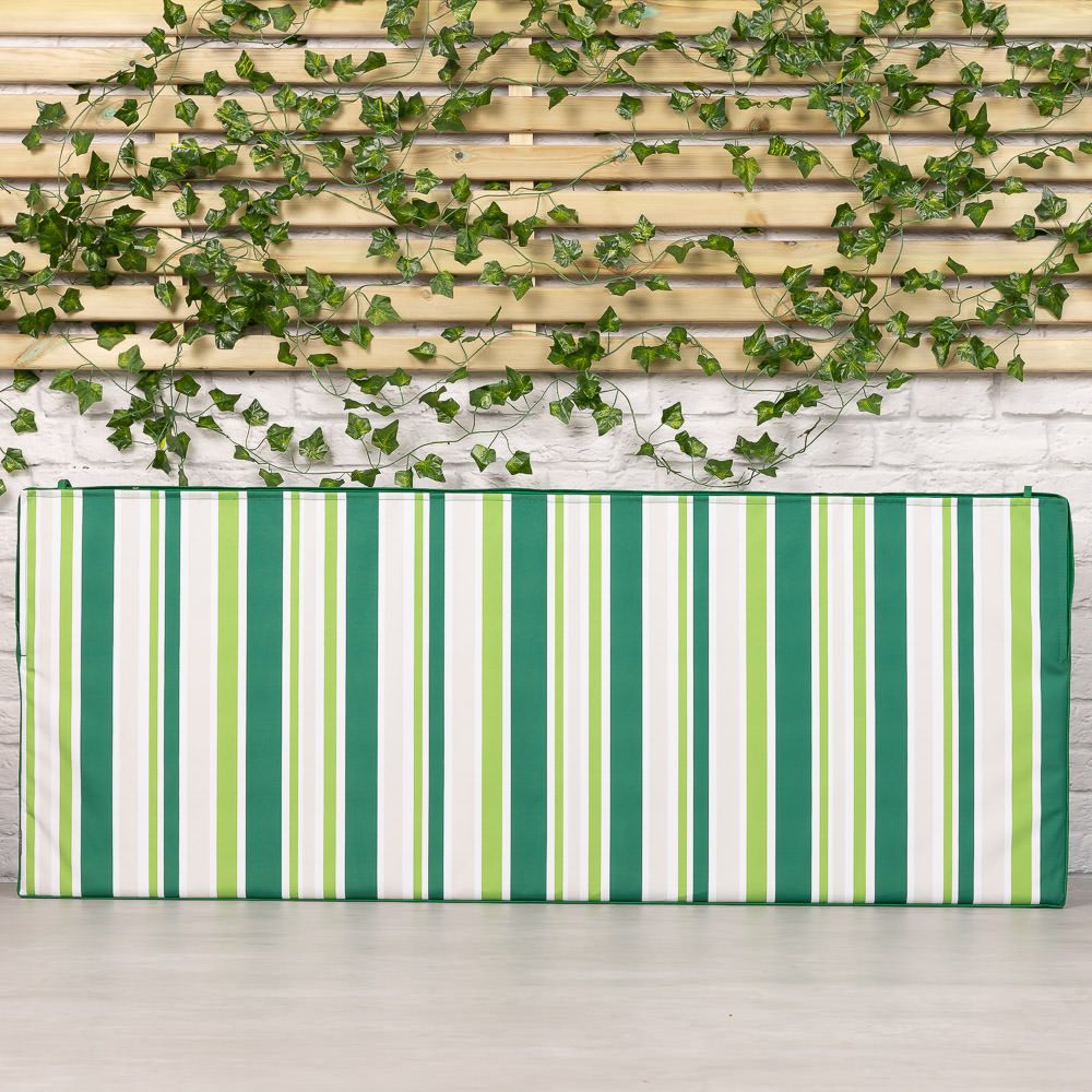 Large Striped Outdoor Garden Bench Cushion, 128 x 50cm