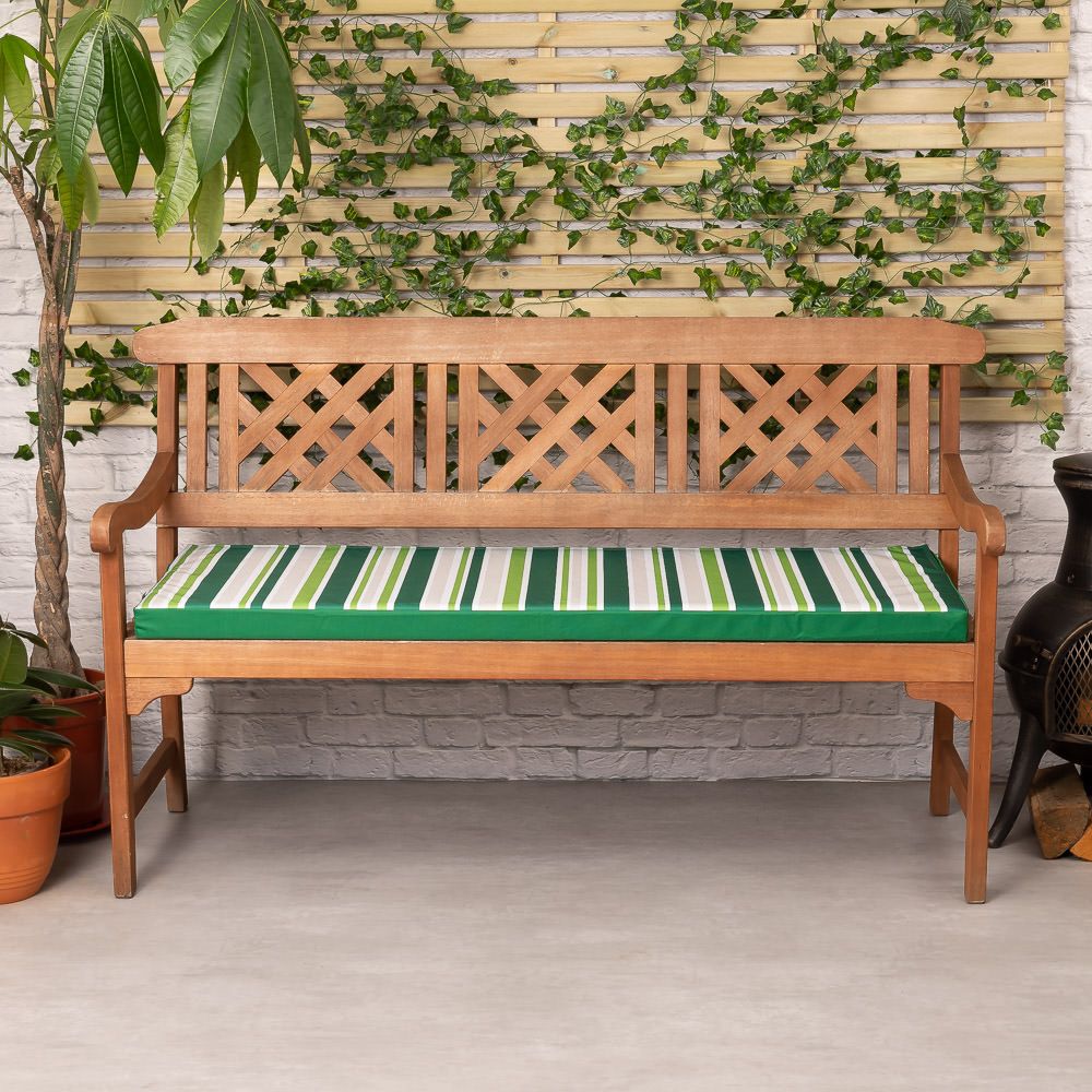 Large Striped Outdoor Garden Bench Cushion, 128 x 50cm