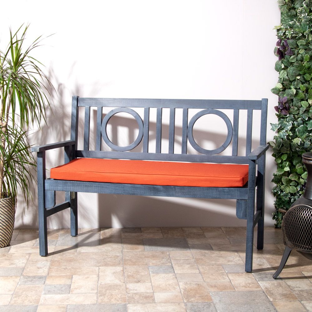 Terracotta Medium 2 Seater Indoor Outdoor Bench Pad on Bench in Yard