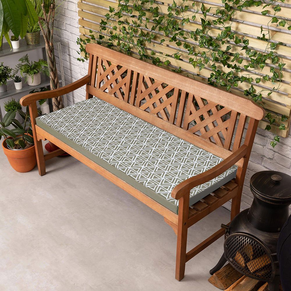 Veeva® Geometric Printed Outdoor Garden Bench Cushion, 108 x 45cm
