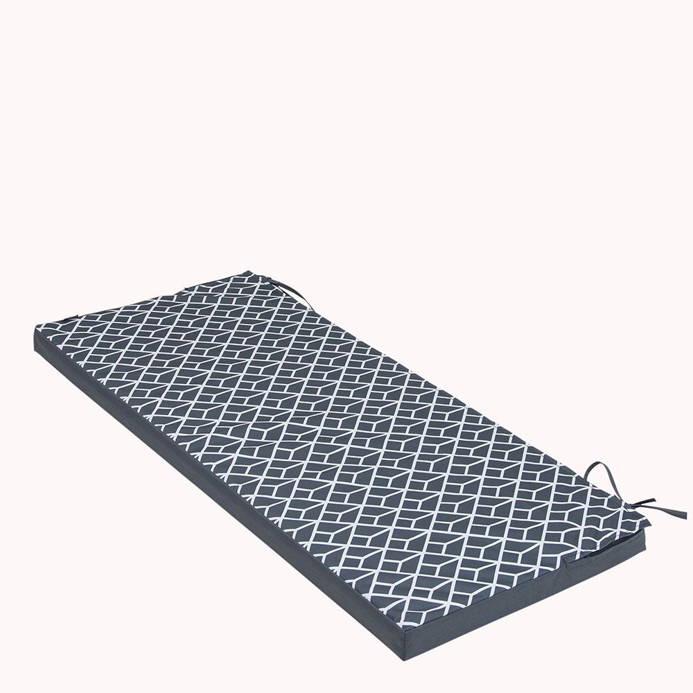 Veeva® Small Geometric Print Indoor Outdoor Bench Cushion, Charcoal Grey
