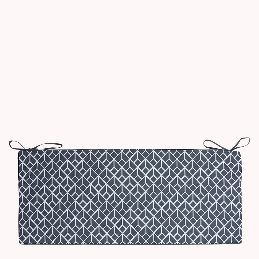 Veeva® Small Geometric Print Indoor Outdoor Bench Cushion, Charcoal Grey