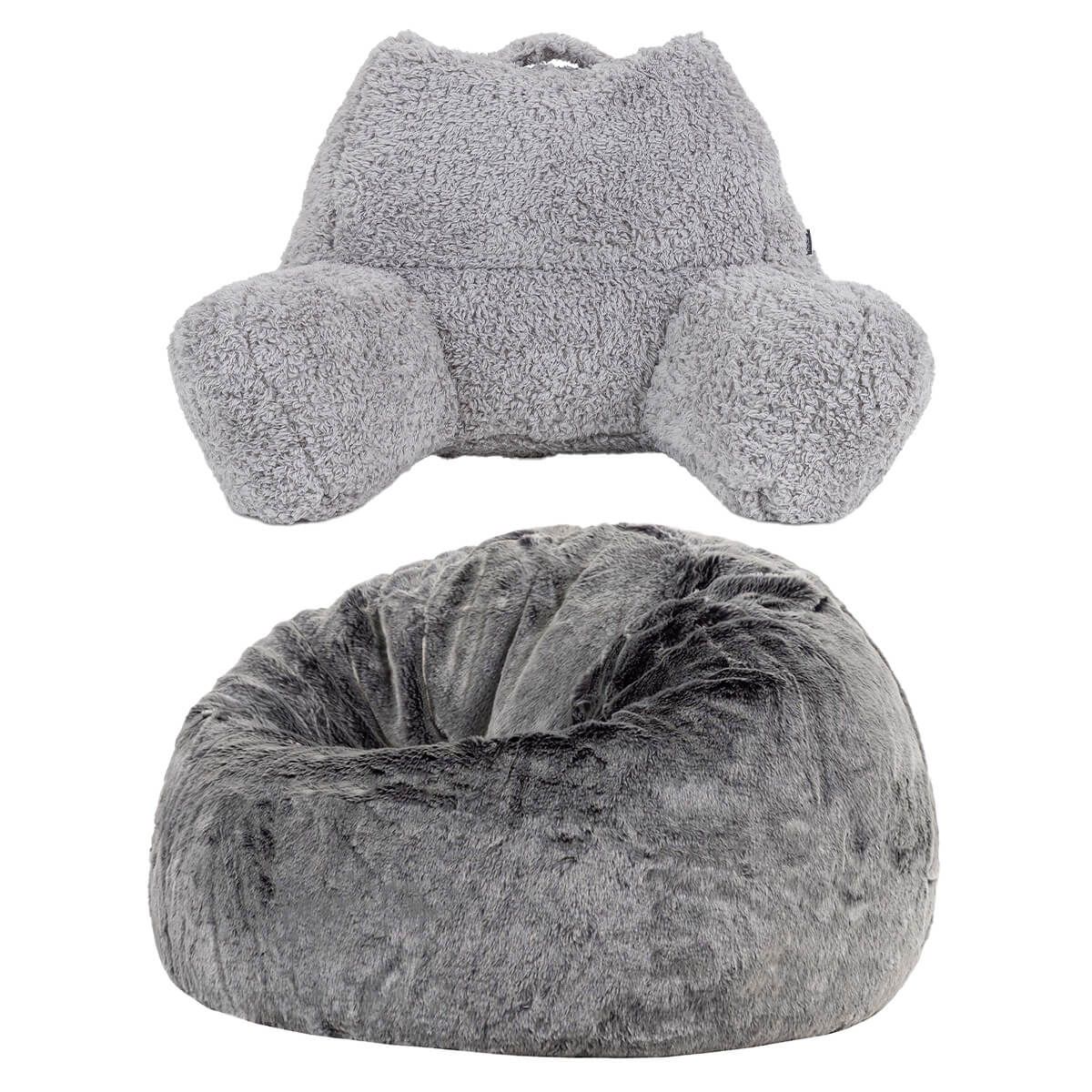 icon® Kenai Luxury Faux Fur Bean Bag, Arctic Wolf