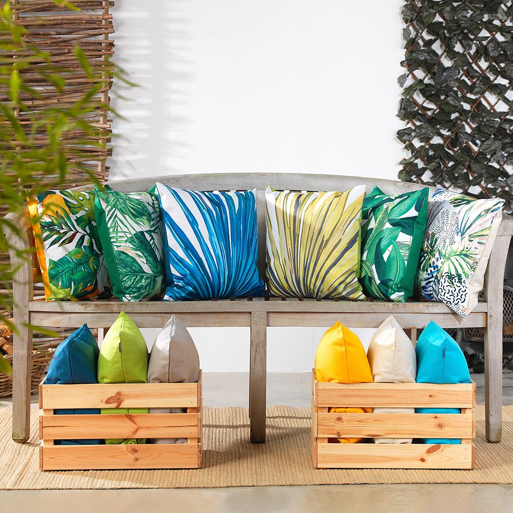 Lime Palm Print Outdoor Cushion