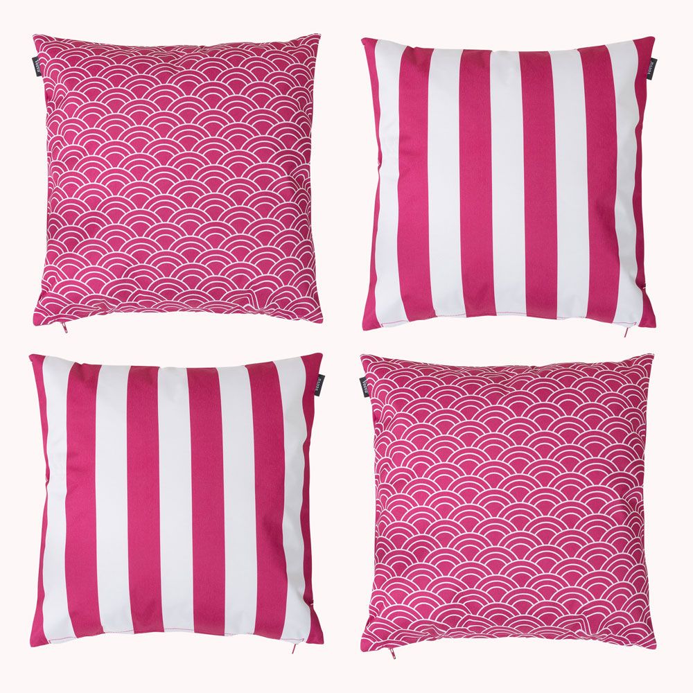 Veeva® Deck Stripe Outdoor Cushion Pink, Pack of 4