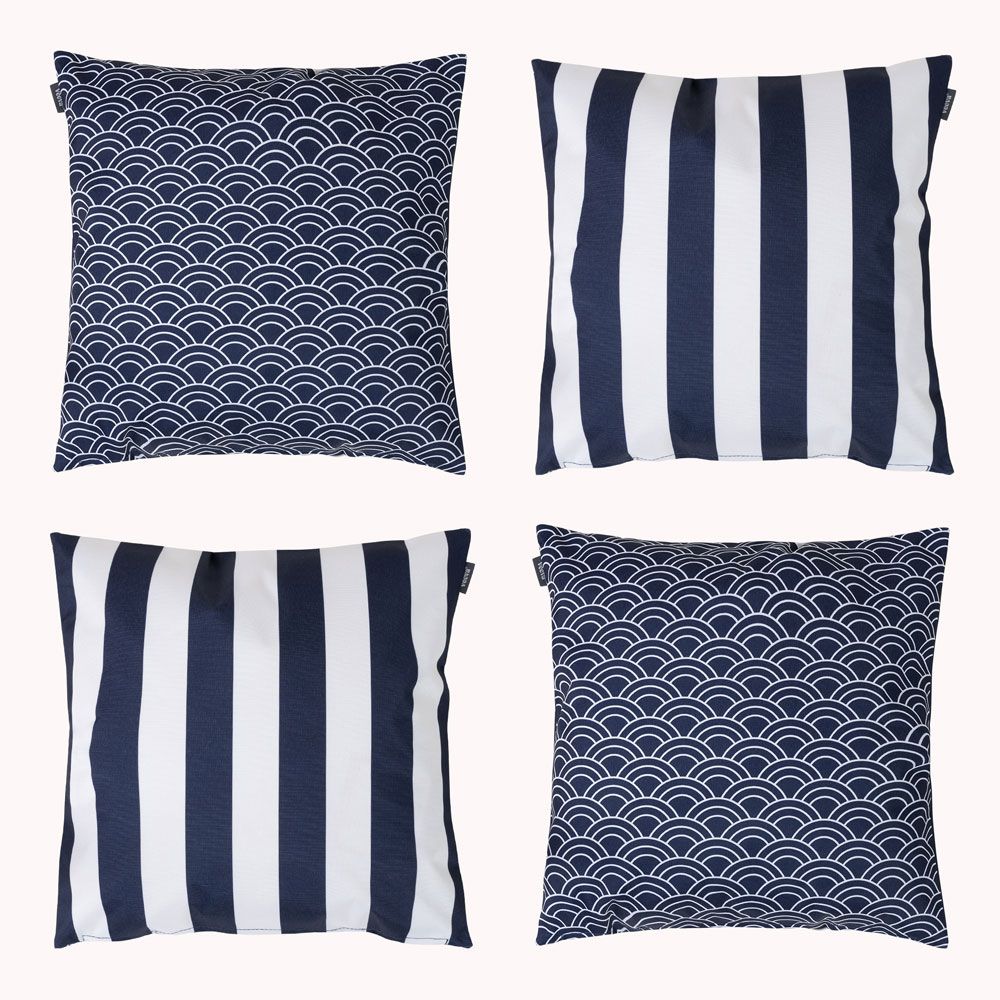 Veeva® Deck Stripe Outdoor Cushion Navy, Pack of 4