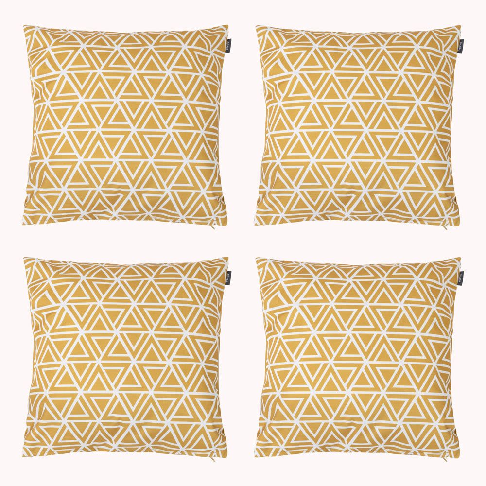 Veeva® Geometric Print Yellow Outdoor Cushion, Pack of 4