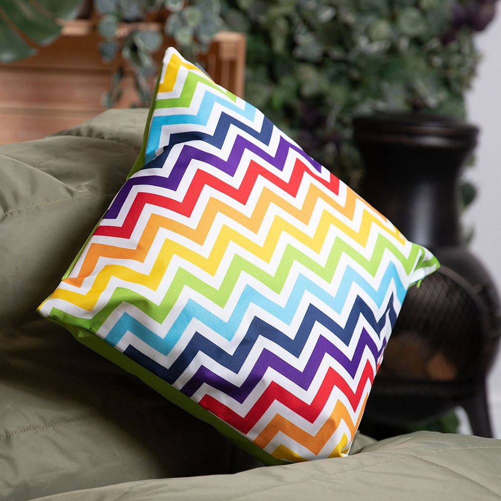  Veeva® Zig-Zag Rainbow Geometric Print Outdoor Cushion