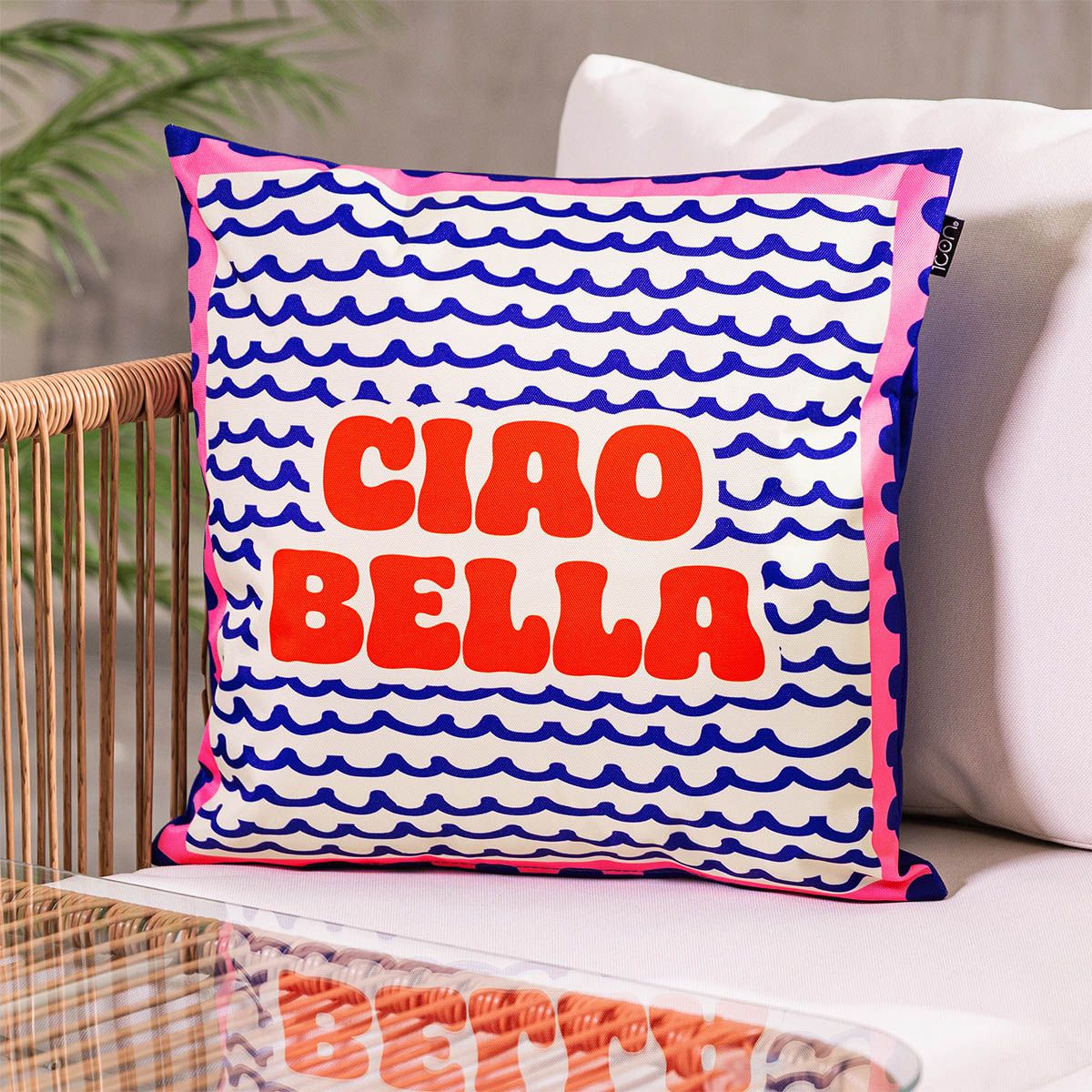 Italian Ciao Bella Print Indoor-Outdoor Cushion