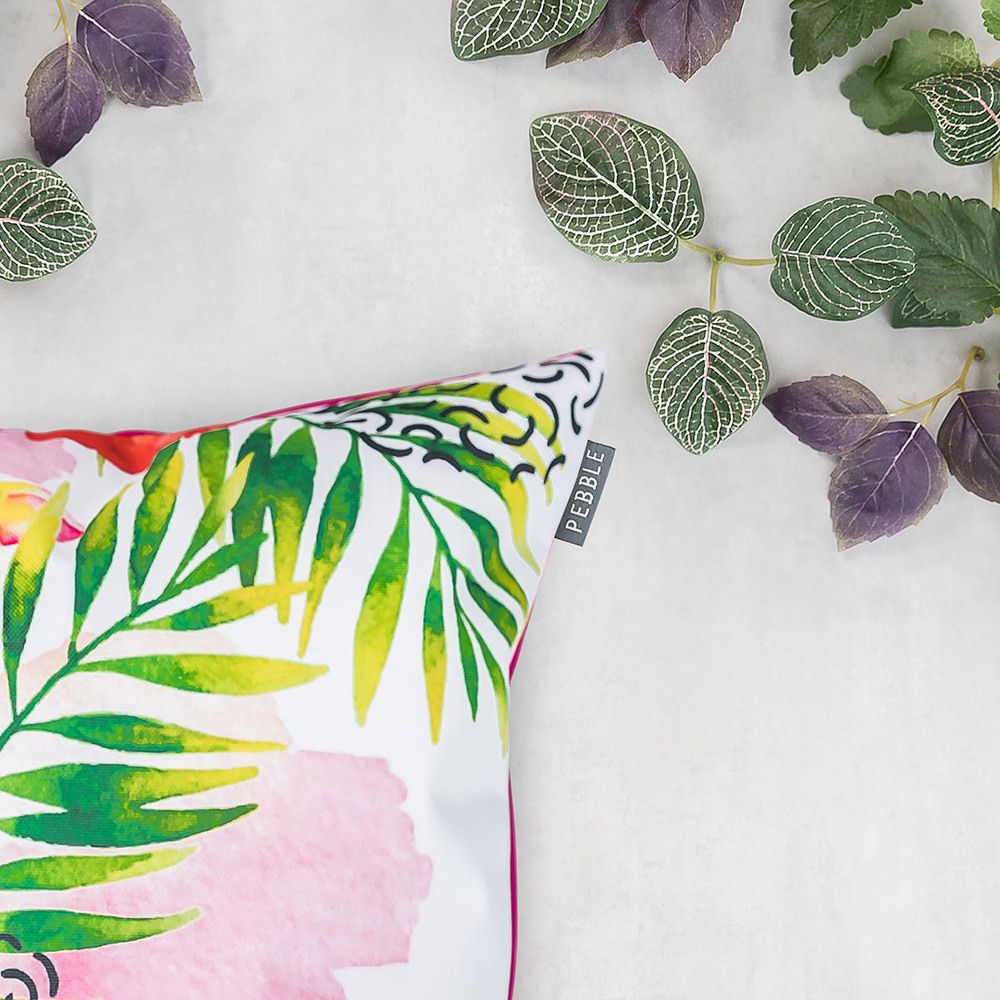 Exotic Floral Print Outdoor Cushion Close Up