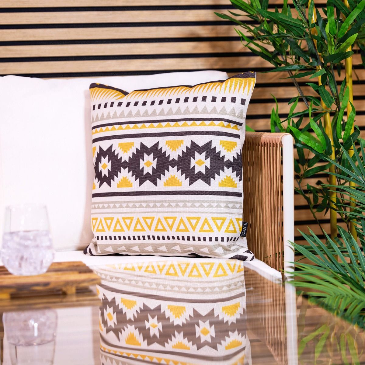 icon® Textured Aztec Ochre Outdoor Cushion