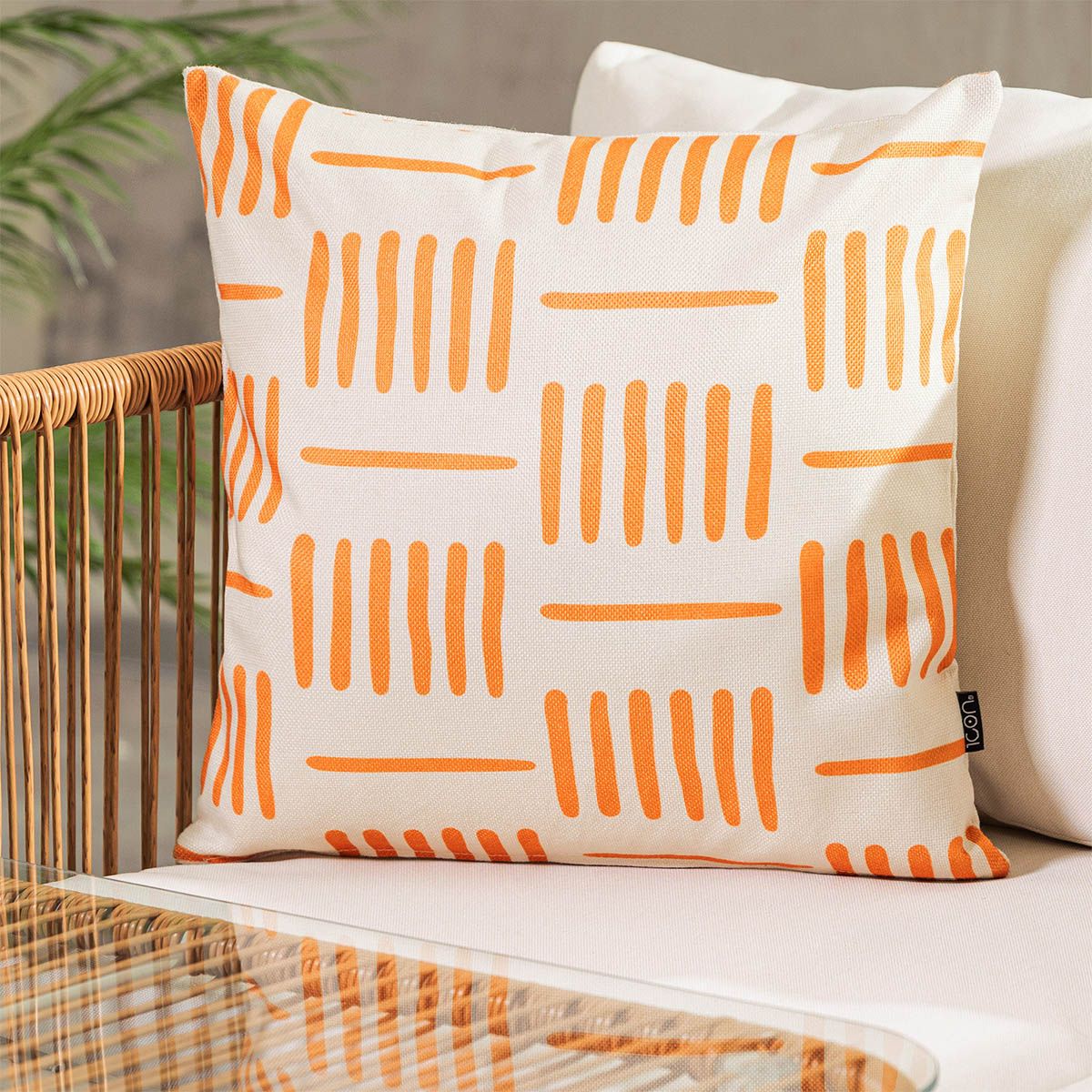 Graphic Lines Indoor-Outdoor Cushion, Orange