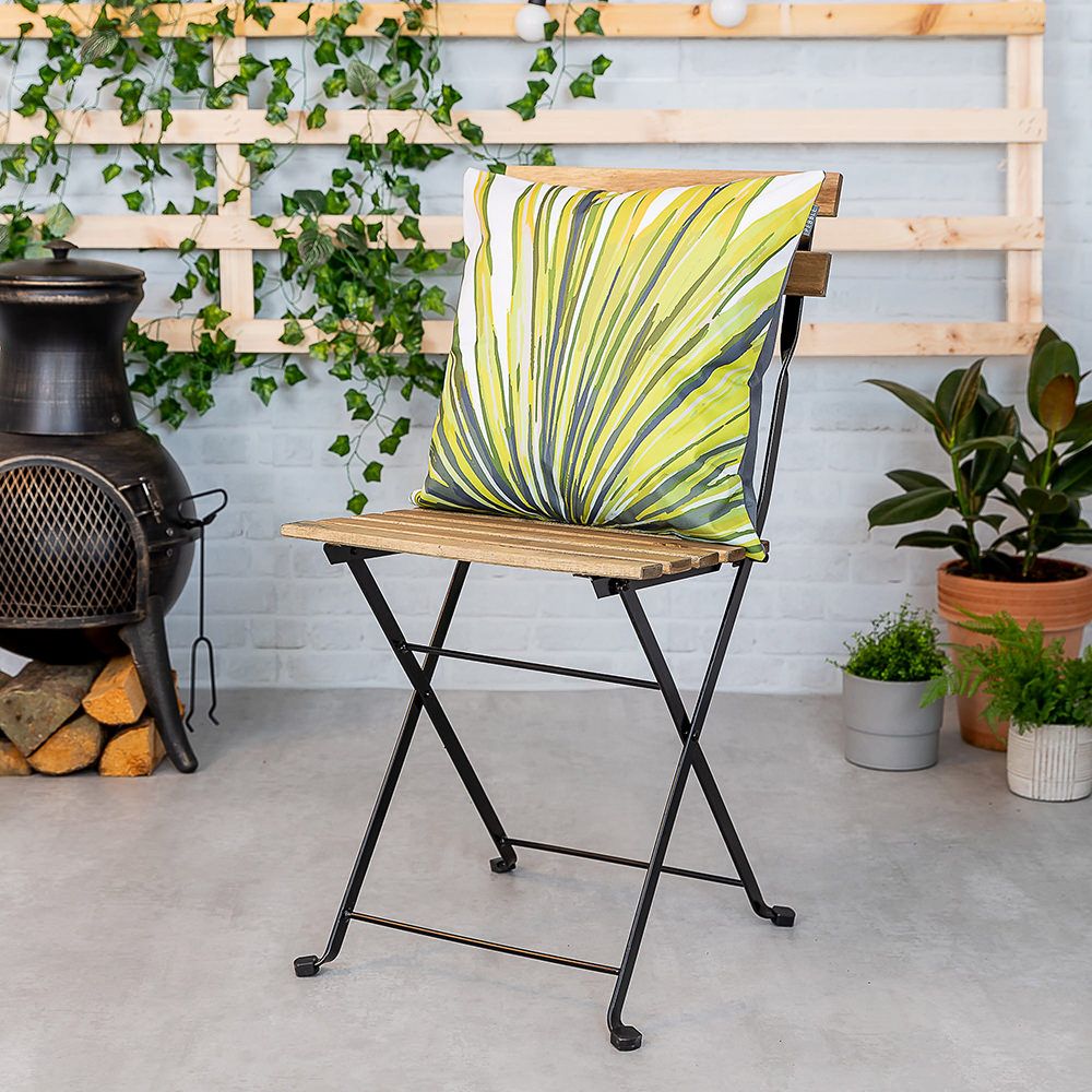 Lime Green Palm Print Outdoor Cushion Lifestyle