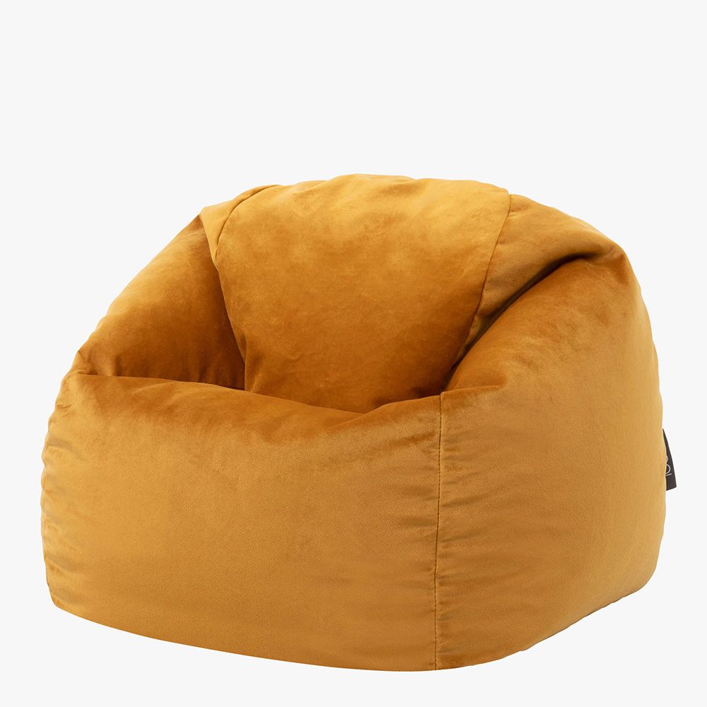 Kids Kingston Velvet Bean Bag, Ochre Yellow