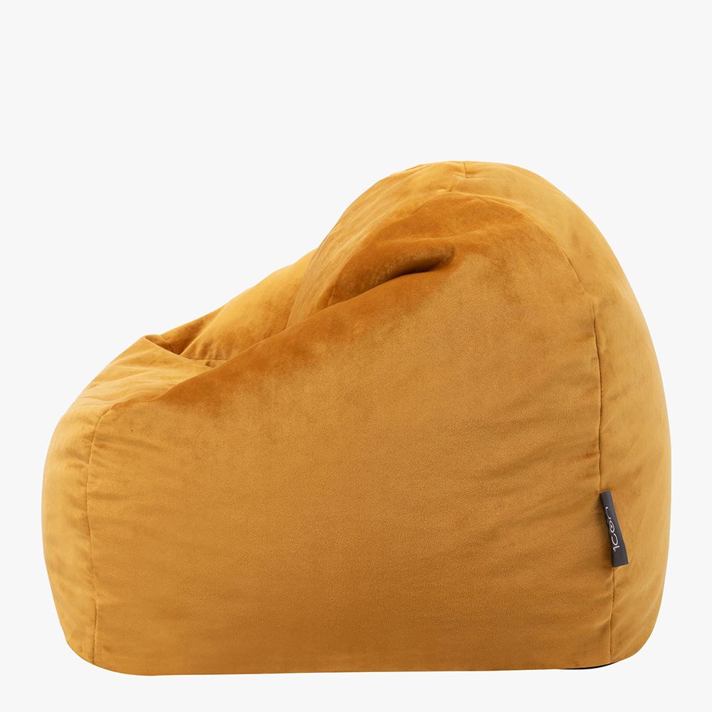 Kids Kingston Velvet Bean Bag, Ochre Yellow