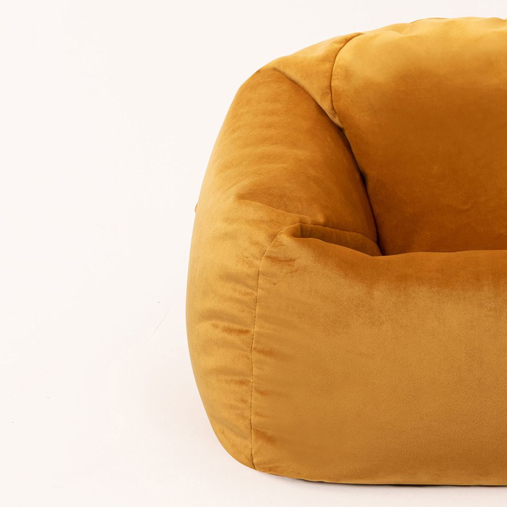 Kids Kingston Velvet Bean Bag, Ochre Yellow