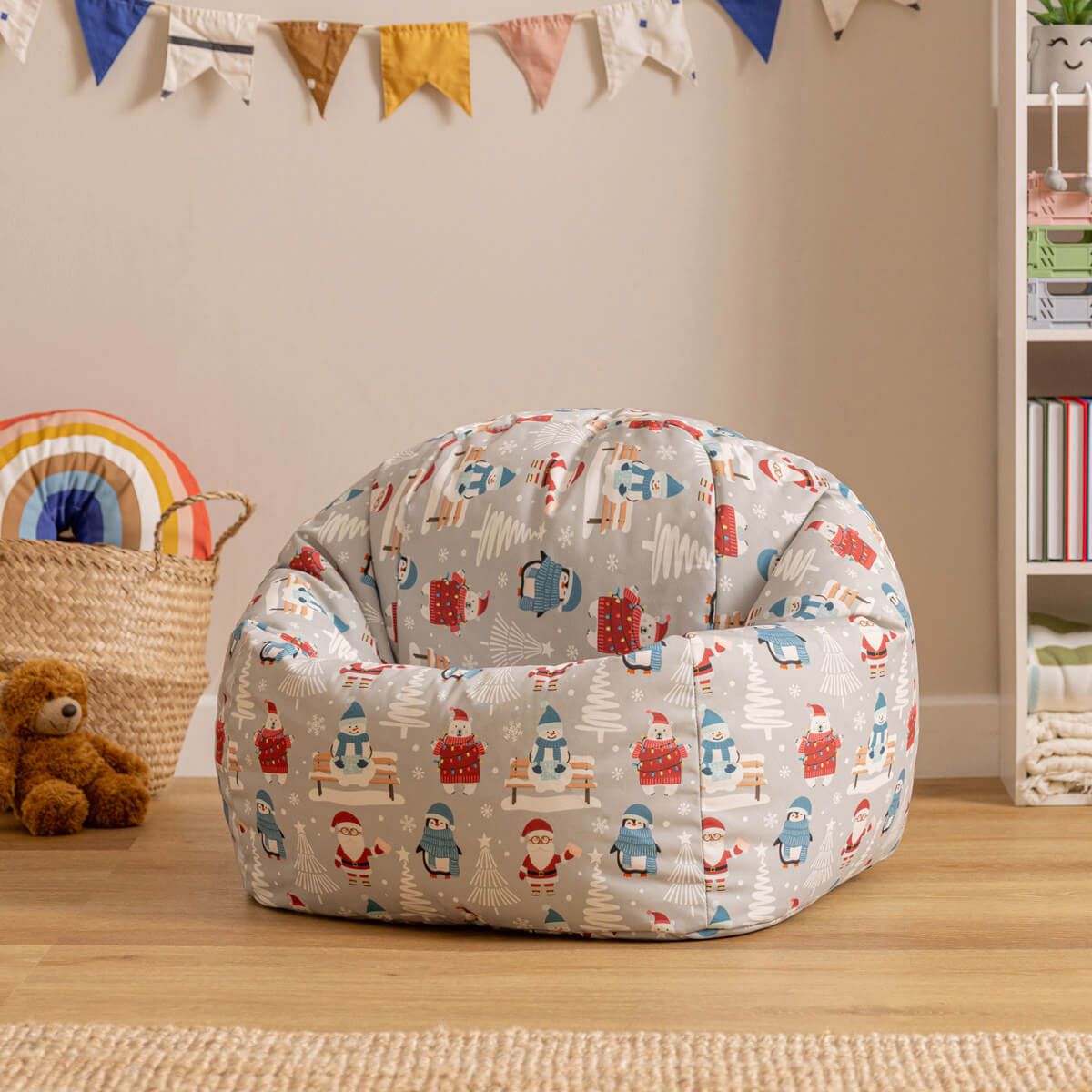 Icon Kids Festive Santa Claus Print Classic Bean Bag, Multicolour