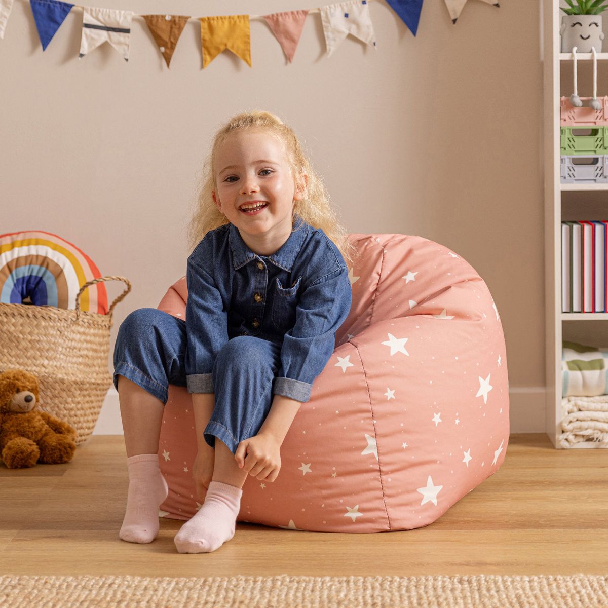 icon® Starry Skies Kids Bean Bag, Rose Dust Pink