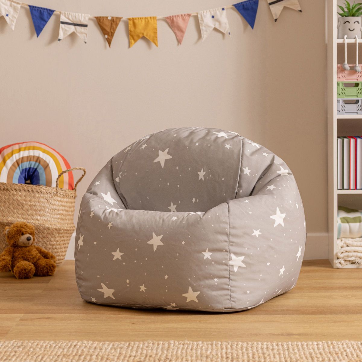 icon® Starry Skies Kids Bean Bag, Grey