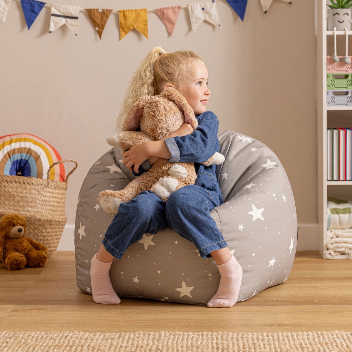 icon® Starry Skies Kids Bean Bag, Grey