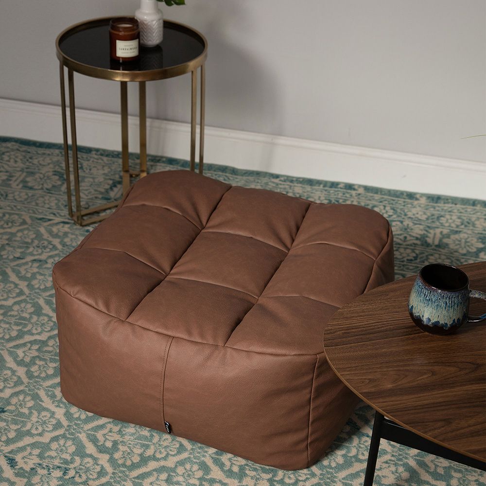 icon® Lucia Faux Leather Footstool, Brown