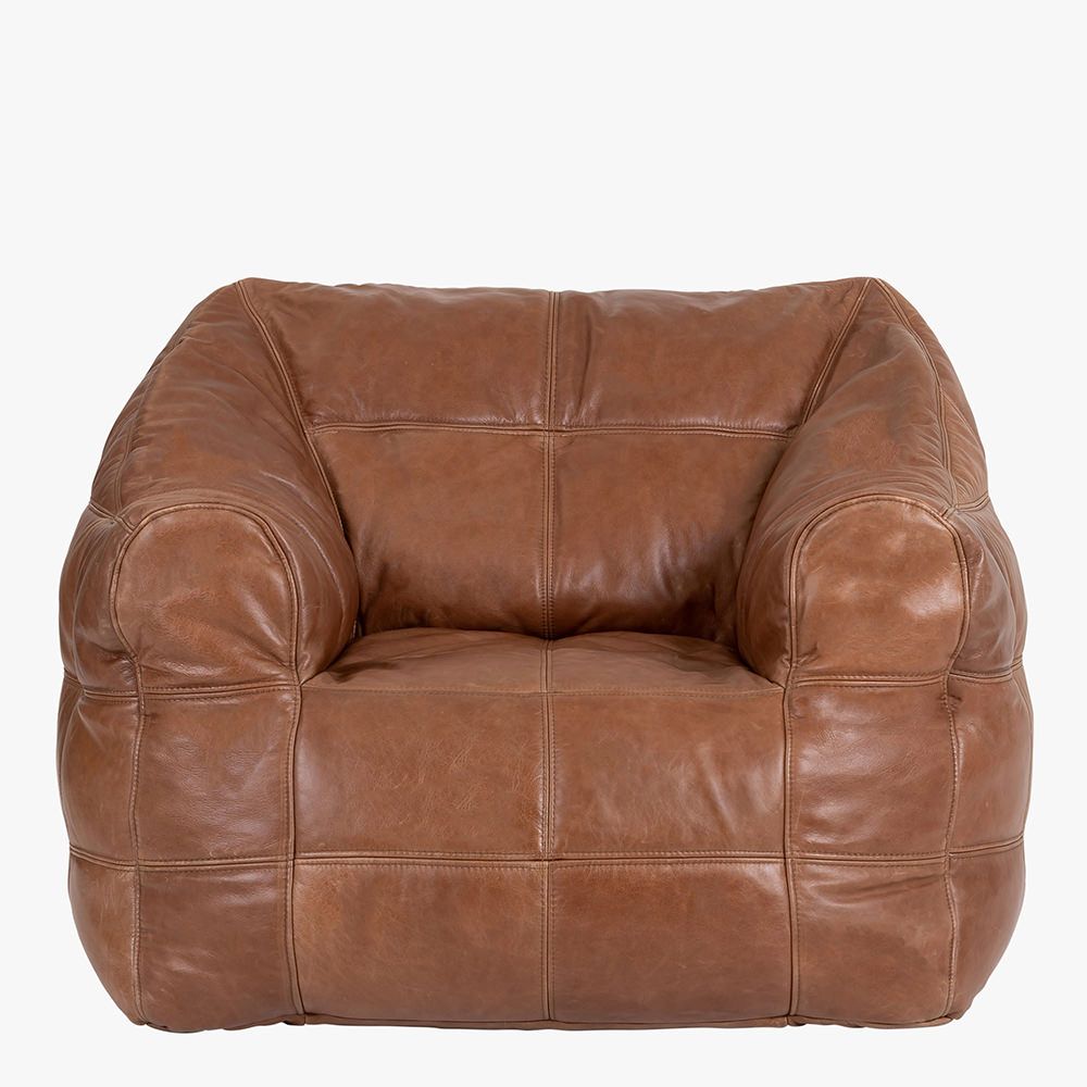 icon® Oxford Luxury Real Leather Armchair, Tan