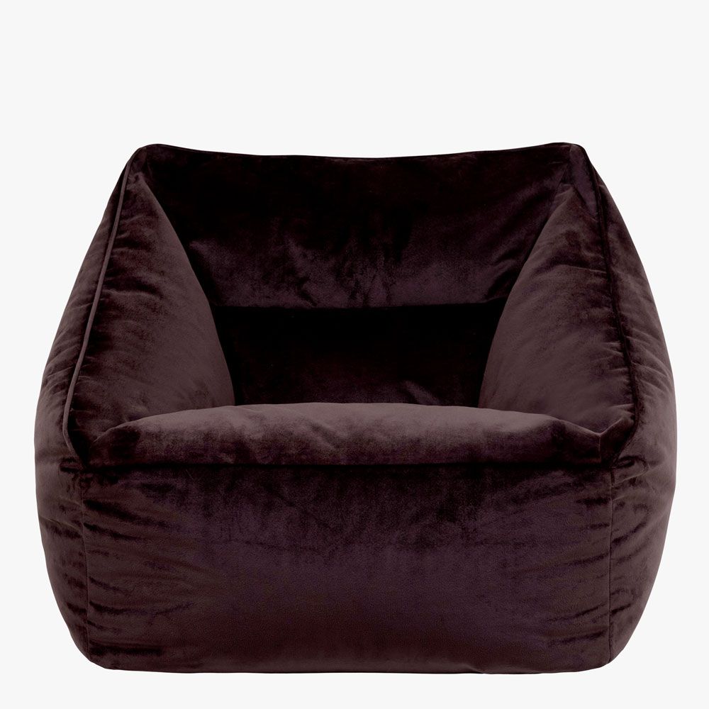 Natalia Velvet Armchair Bean Bag, Chocolate Brown