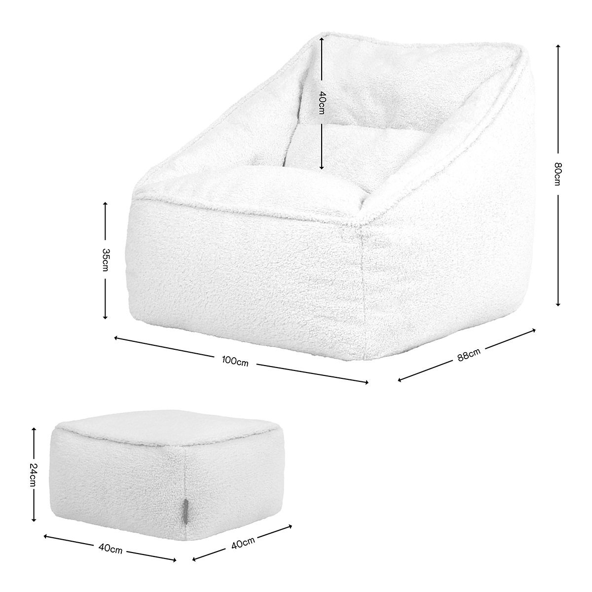 icon® Natalia Borg Armchair Bean Bag & Footstool