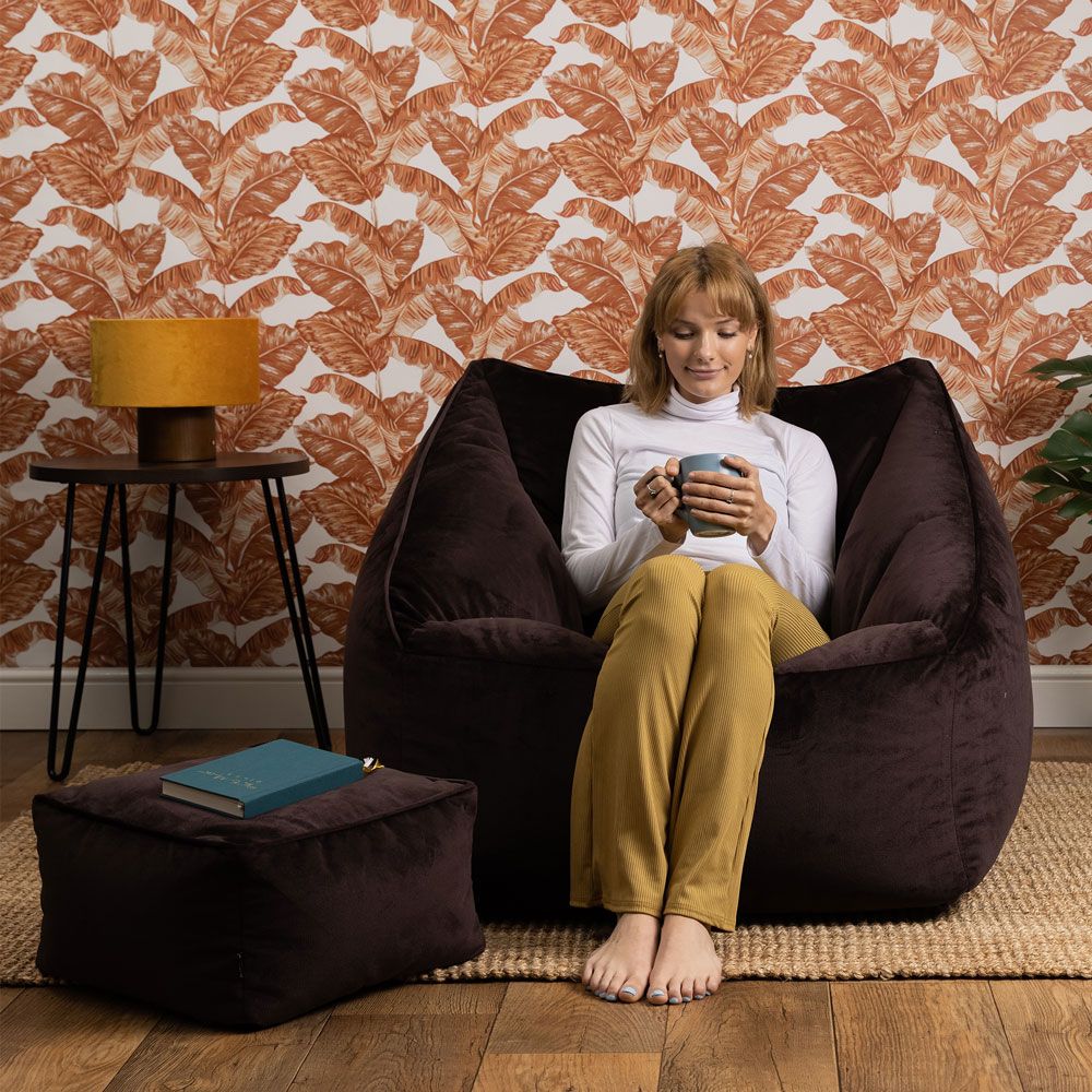 icon® Natalia Velvet Armchair Bean Bag & Footstool