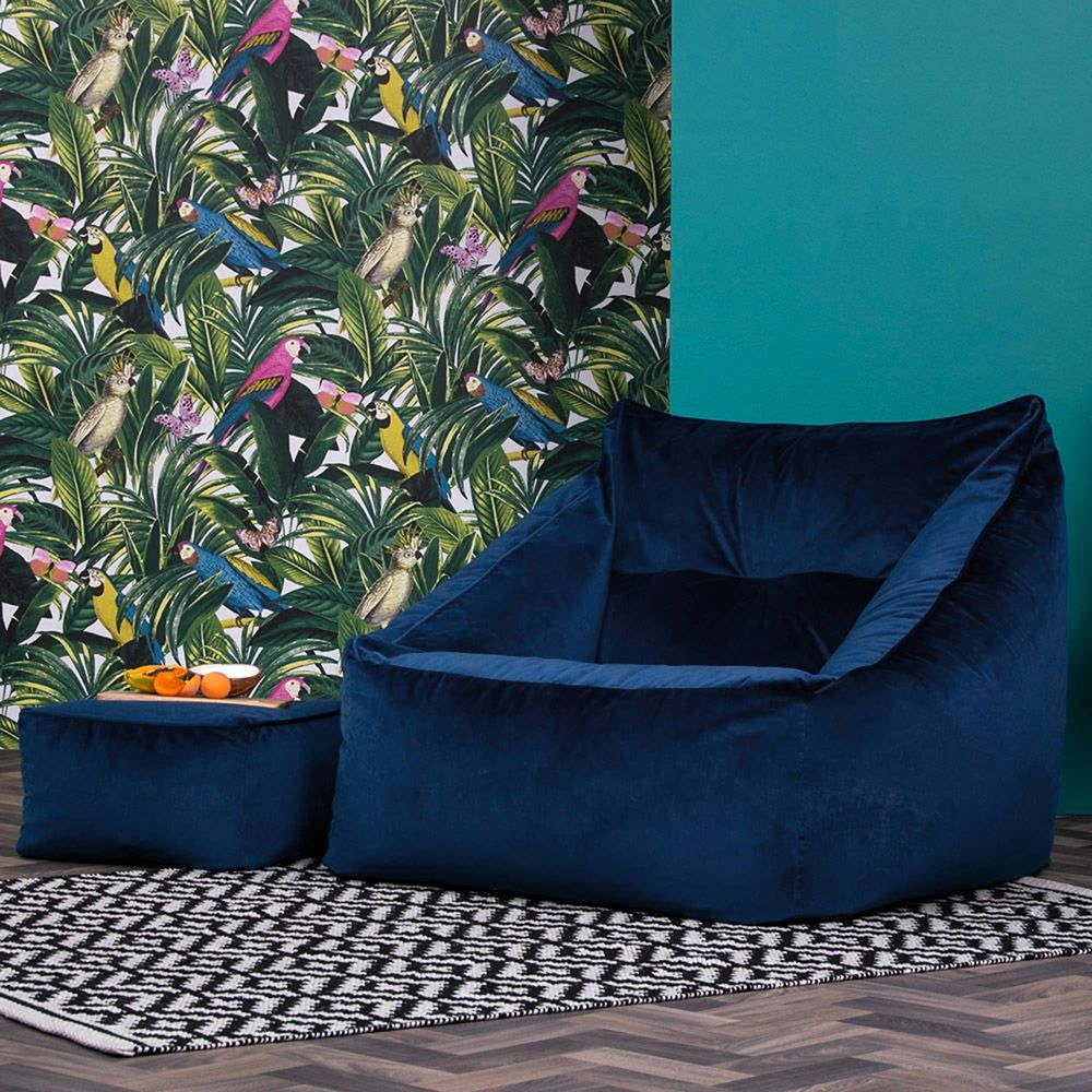 icon® Natalia Velvet Armchair Bean Bag & Footstool