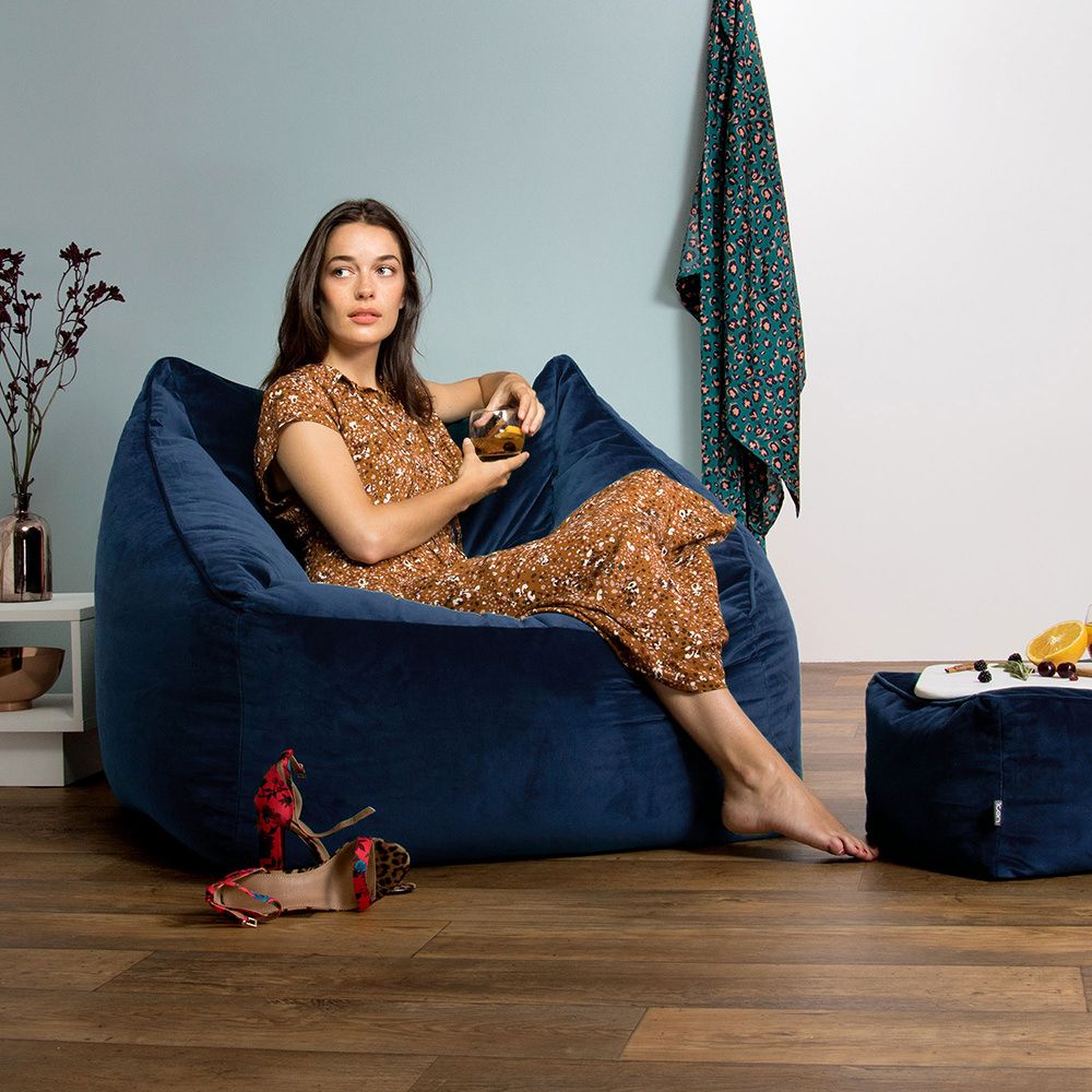 icon® Natalia Velvet Armchair Bean Bag & Footstool