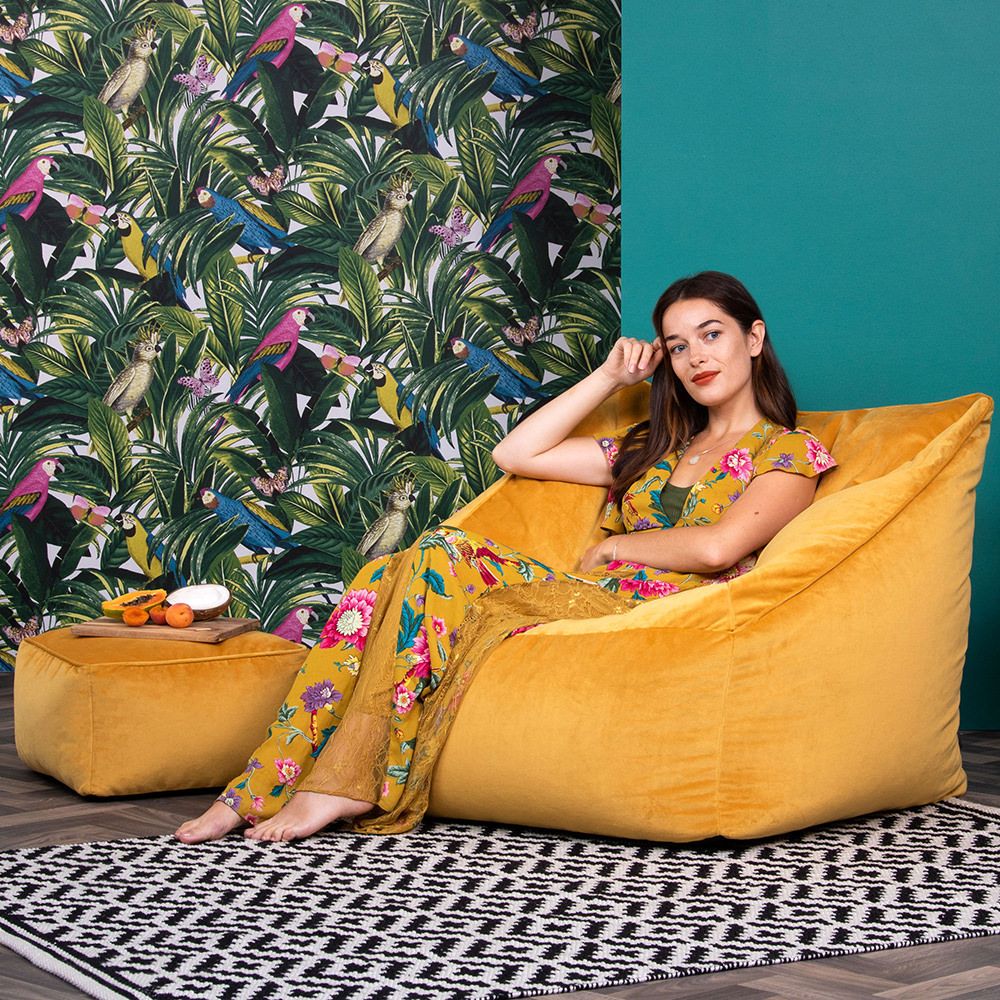 icon® Natalia Velvet Armchair Bean Bag & Footstool