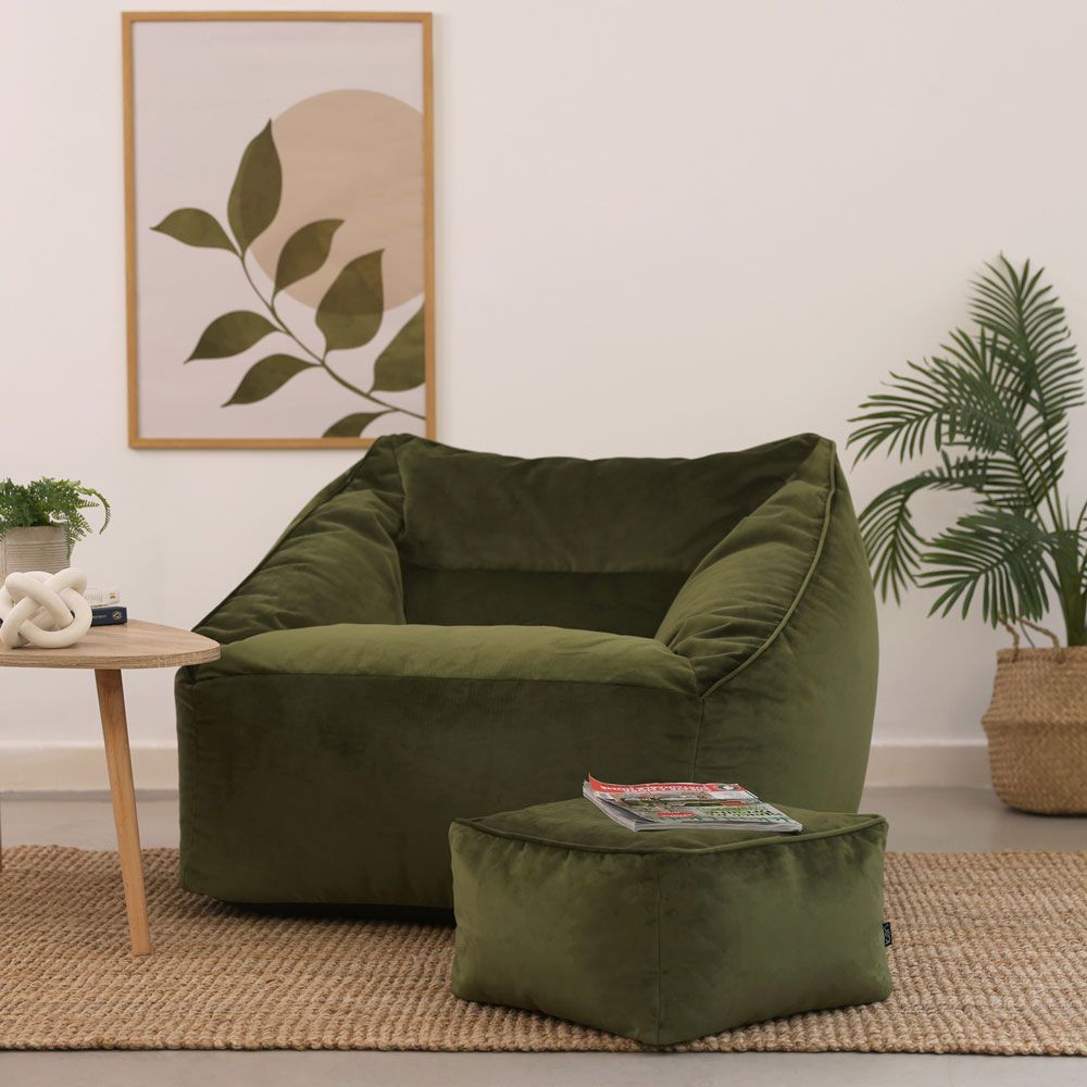 icon® Natalia Velvet Armchair Bean Bag & Footstool