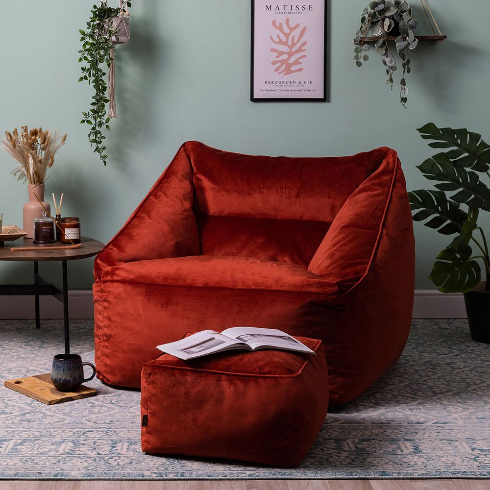 icon® Natalia Velvet Armchair Bean Bag & Footstool
