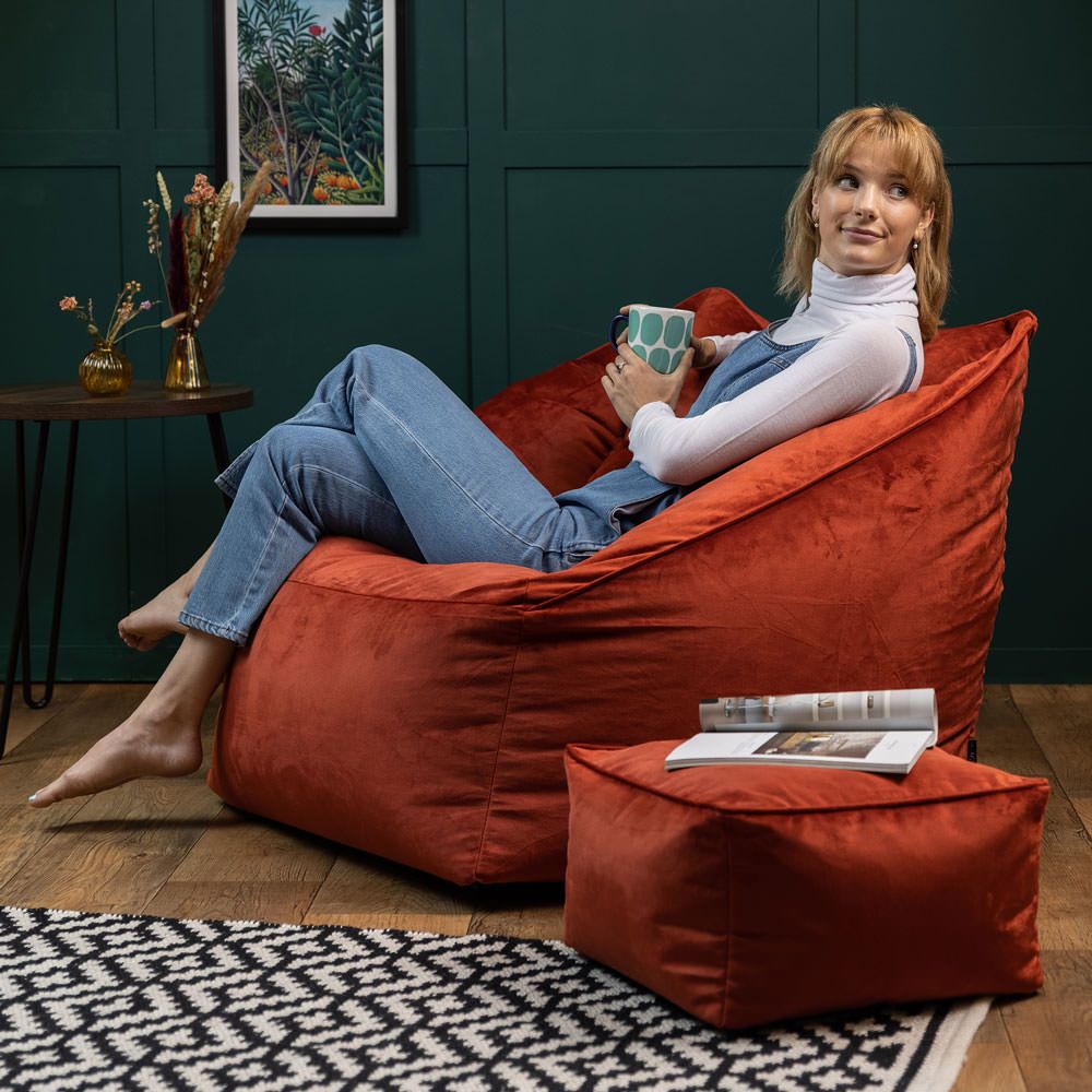 icon® Natalia Velvet Armchair Bean Bag & Footstool