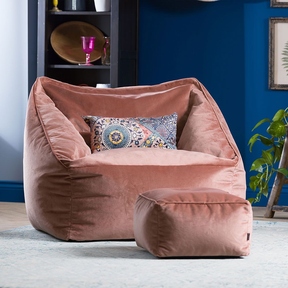 icon® Natalia Velvet Armchair Bean Bag & Footstool