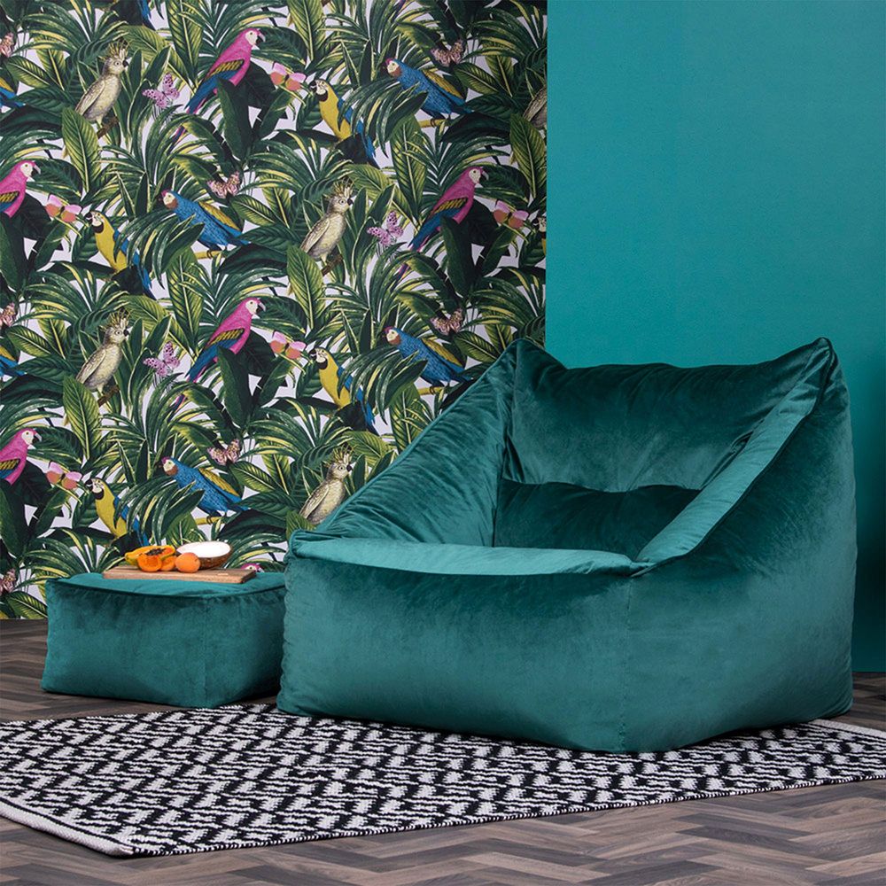 icon® Natalia Velvet Armchair Bean Bag & Footstool