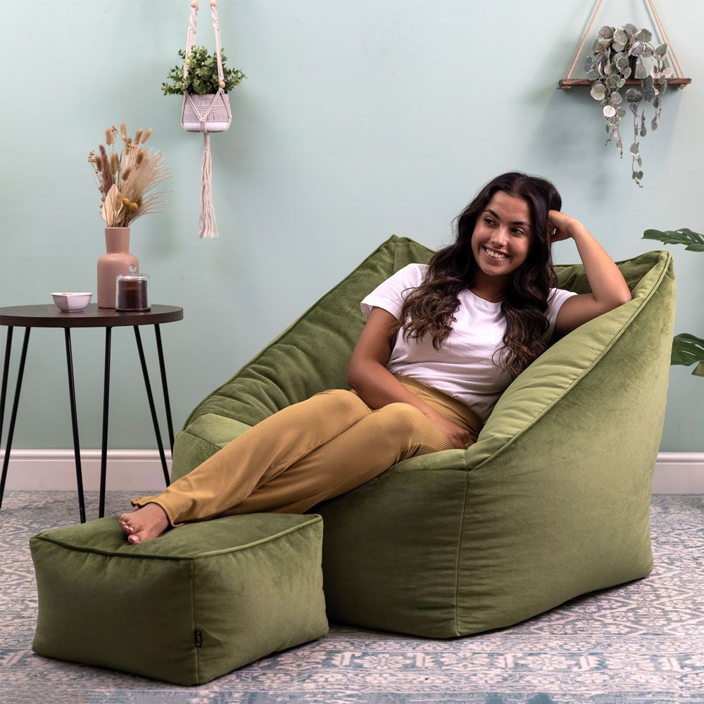 icon® Natalia Velvet Armchair Bean Bag & Footstool