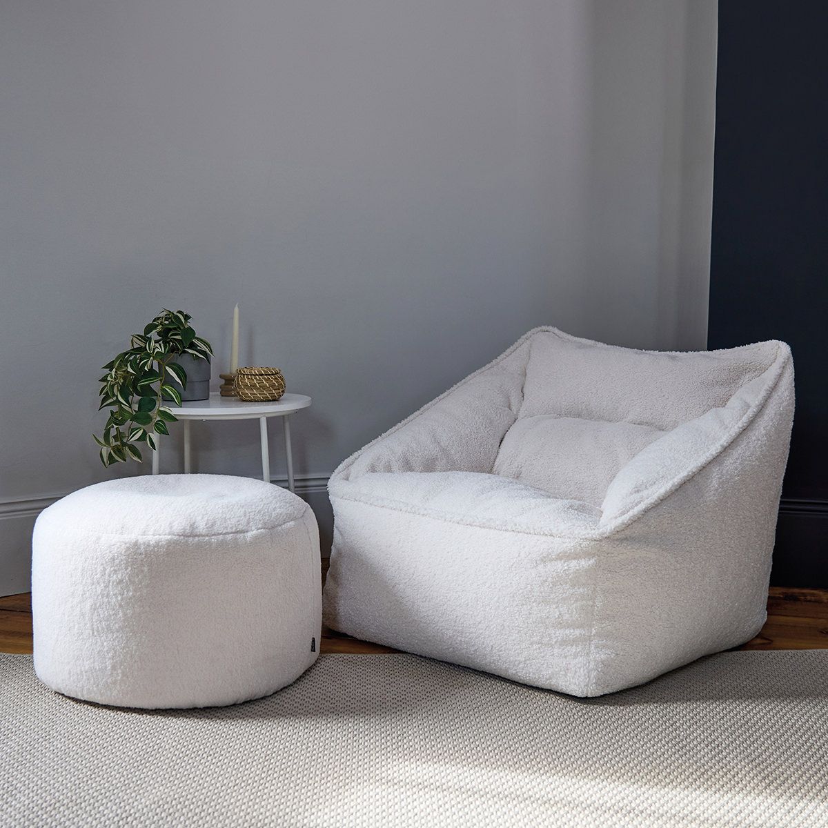 icon® Natalia Borg Armchair Bean Bag & Round Footstool
