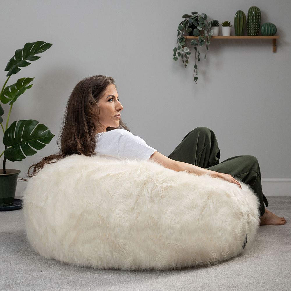 icon® Soho Faux Fur Bean Bag, Cream