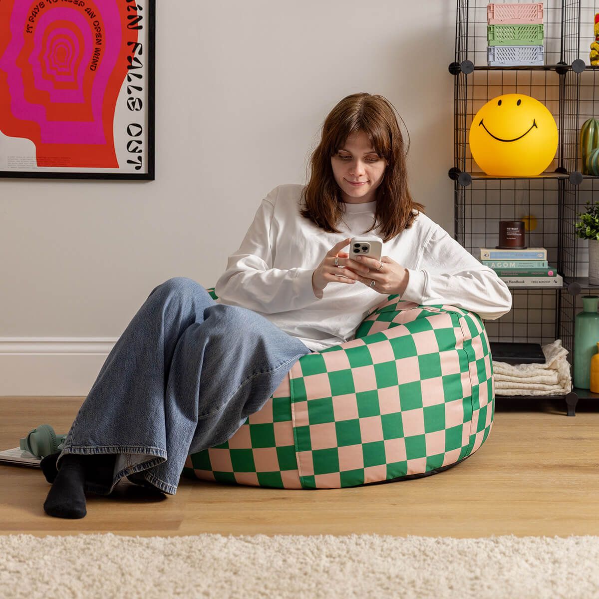 Icon Kingston Checkerboard Water-Resistant Classic Bean Bag