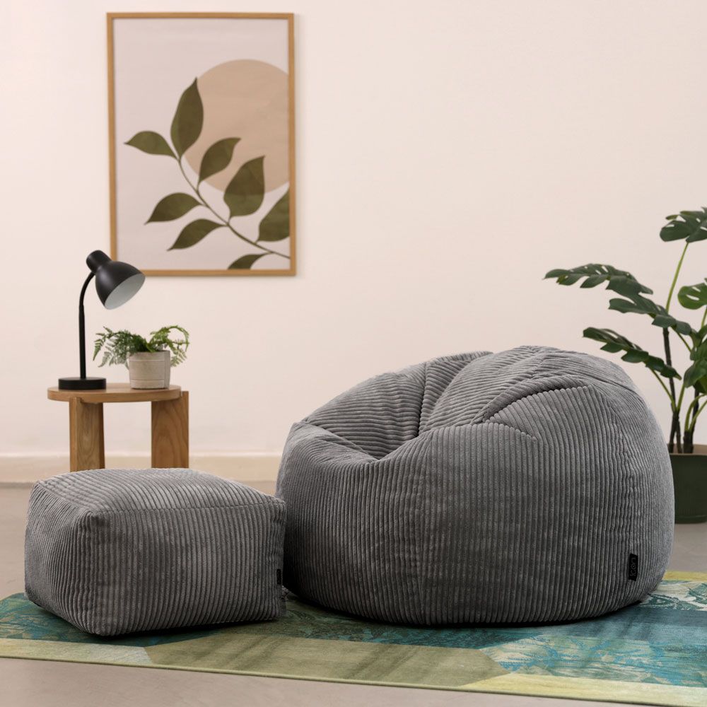 icon® Kingston Cord Classic Bean Bag & Footstool