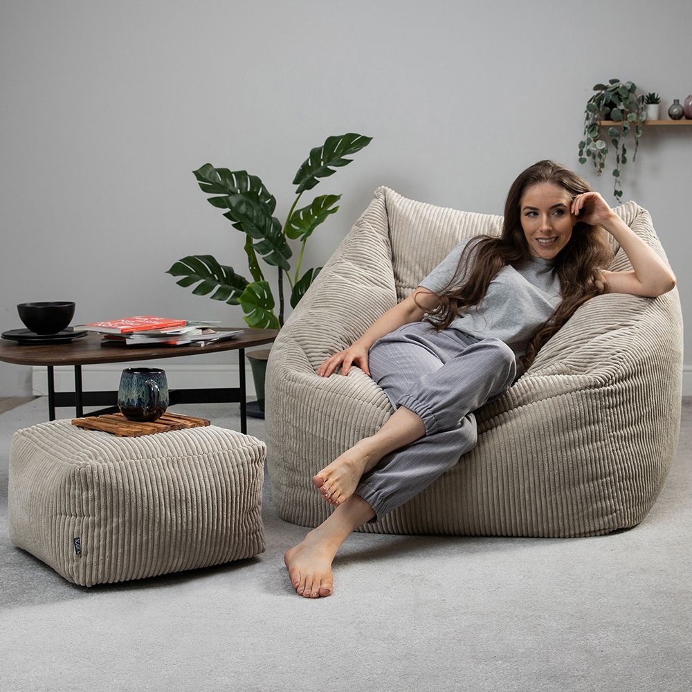 icon® Morgan Cord Lounge Chair Bean Bag & Footstool