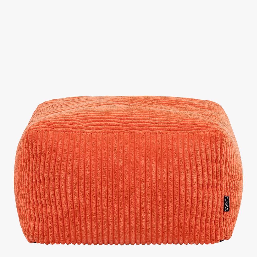 Amara Corduroy Square Footstool, Orange