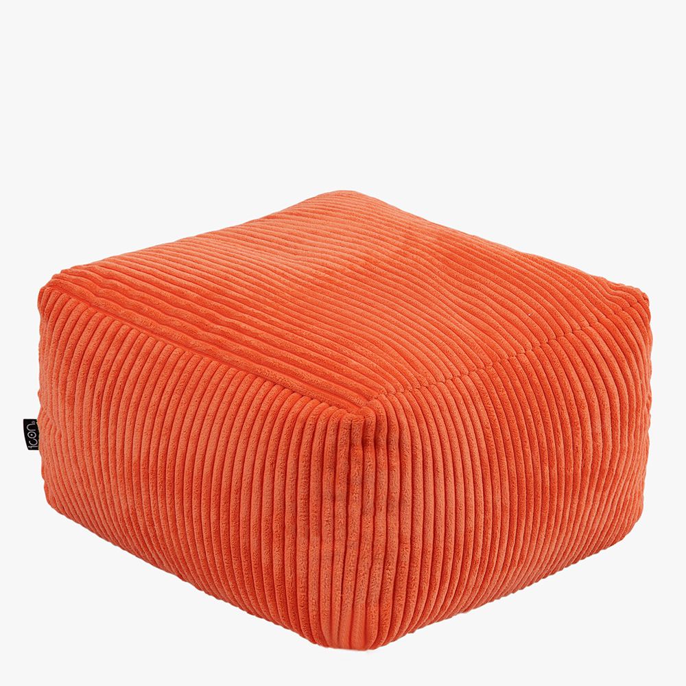 Amara Corduroy Square Footstool, Orange