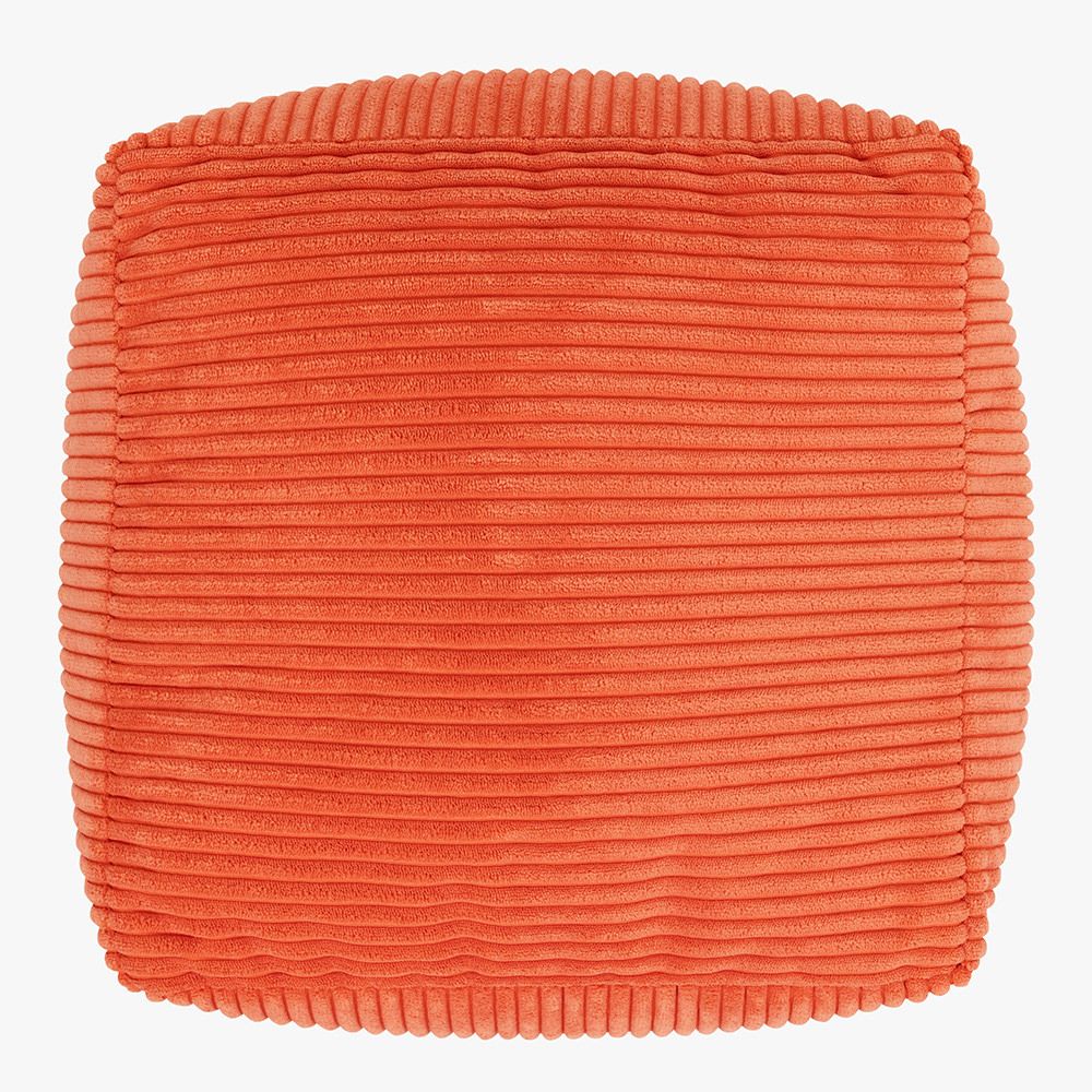 Amara Corduroy Square Footstool, Orange