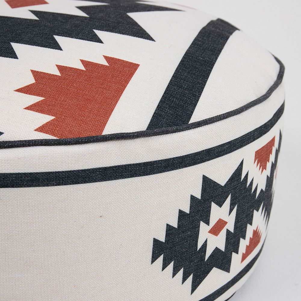 icon® Kyoto Round Indoor/Outdoor Pouffe Footstool, Aztec Print close up