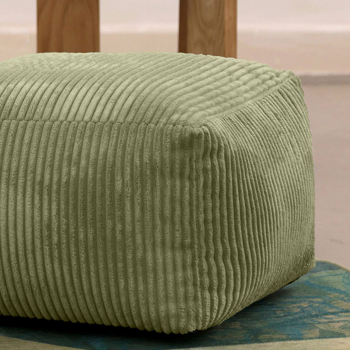 Icon Theo Cord Footstool, Sage Green