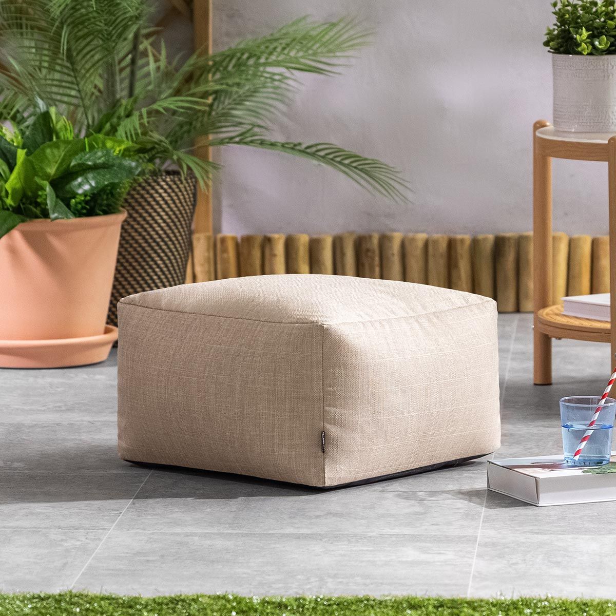 Amara Outdoor Woven Square Footstool